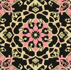 Ornate, symmetrical, floral, mandala pattern design for background use