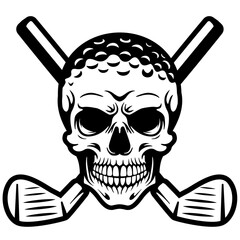 Golf Skull | Golf Ball | Club & Ball Sport | Golf Player | Golf Tournament | Dead Golfer | Golfer Club | Golfers | Original Illustration | Vector and Clipart | Cutfile and Stencil