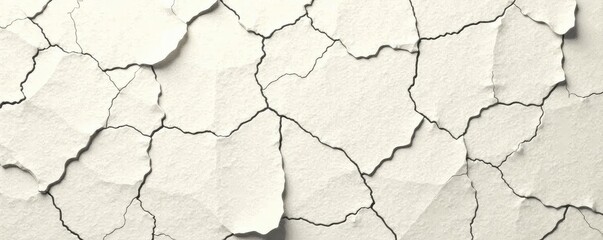 Obraz premium Deeply textured, cracked paper, off-white hue, brittle , creased, torn, backdrop
