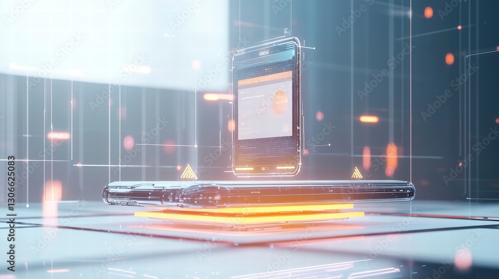Aufkleber floating gadgets: capturing the essence of modern technology, a sleek smartphone hovers over a match