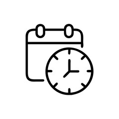 Minimalist illustration of a calendar and clock representing time management and scheduling