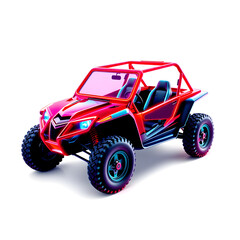 Naklejka premium Sports vehicle dune buggy holographic 3D icon. neon symbol vector illustration isolated on white background. Generative AI