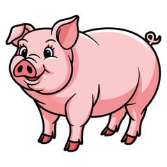 Fototapeta premium Minimalist Domestic Pig Vector Art.