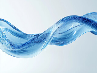 blue science liquid splash, cosmetic and skincare water wave, bubbles, blue water DNA helix, moisturizing water molecules
