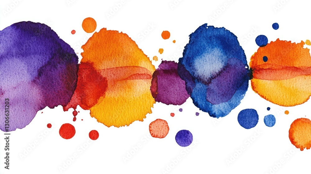 Poster colorful watercolor blobs; abstract art; white background; design element