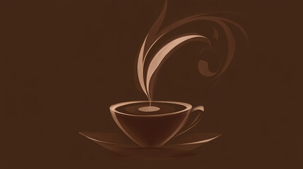 Obraz premium Brewing coffee artistic illustration of a cup modern design warm tones minimalist environment