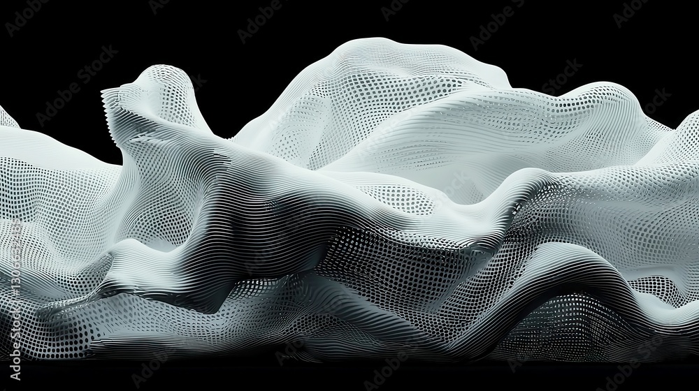 Aufkleber futuristic metallic mesh pattern, abstract seamless design featuring glitch effects, minimalist aest