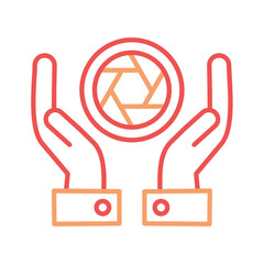 Obraz premium Holding a large lens with two hands, illustration&nbsp;vector.