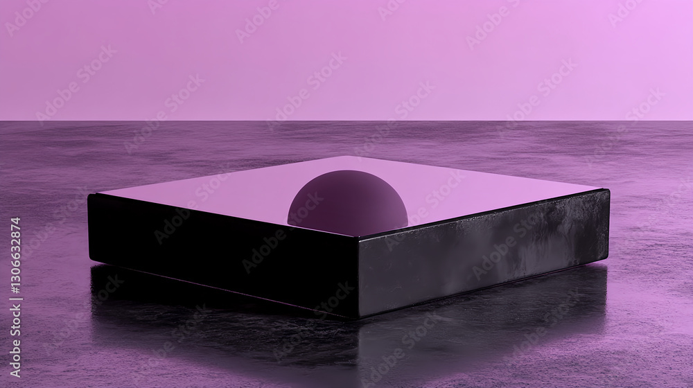 Poster dynamic sphere on reflective surface modern studio 3d render minimalist close-up abstract concept