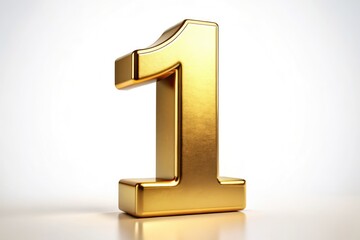 Golden Number One, 3D Digit, Luxury 1, First Place, Award, Celebration, Gold Number, Isolated Background, Premium, Elegant, Shiny,  Metallic,  Number One Illustration.