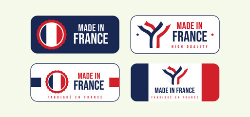 Made in France labels and icons set. France Made icons, stickers, and labels set. French Product Stickers. Vector illustration.