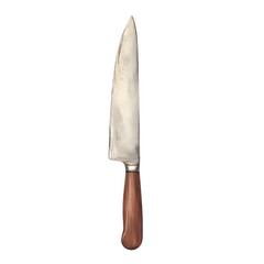 Chef's Knife Displaying Dull Blade with Wooden Handle