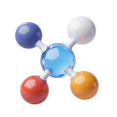 Colorful Molecular Structure Featuring Translucent Spheres and Binders