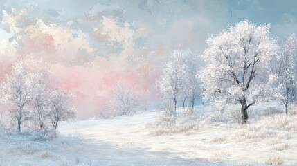 Fototapeta premium A tranquil winter wonderland, an untouched snowy