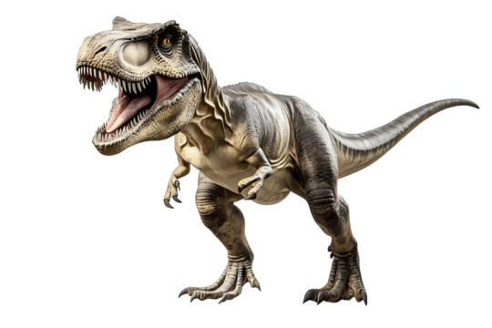 T-Rex dinosaur isolated on transparent background. Ai generated.
