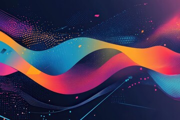 Vibrant Geometric Shapes Create a Visual Representation of Digital Waves in a Colorful Abstract Design