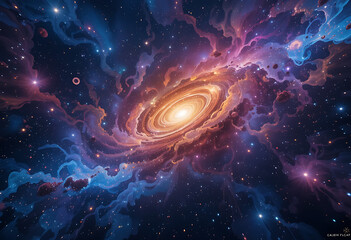 Witness the stunning beauty of the universe with this vibrant galactic masterpiece