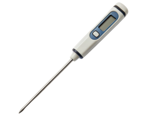 Digital food thermometer with long probe on a transparent background