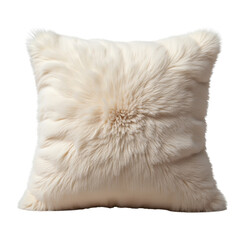 Cream Faux Fur Throw Pillow with Plush Fibers for Cozy Decor