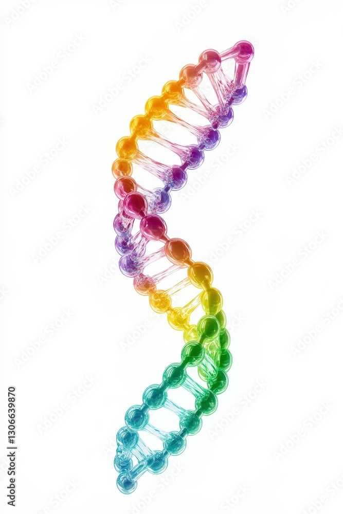 Poster vibrant dna helix model displaying colors of the spectrum for educational and biological uses in sci