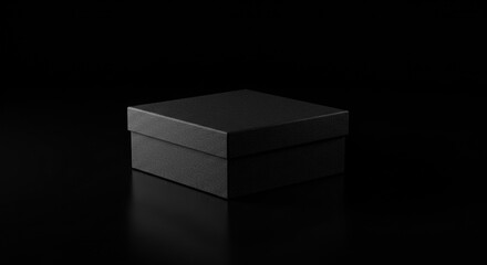 Elegant black gift box on a black background.