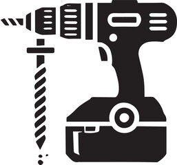 Drill Machine silhouette vector, Drill Machine vector illustration, Drill Machine logo vector, Drill Machine silhouette vector isolated on white background