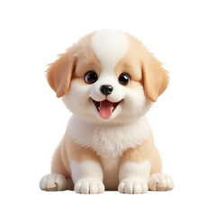 Obraz premium Cute Tan and White Puppy Sits Happily with Expressive Eyes