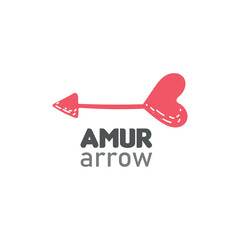 Dating app Vector Logo. Cupid Amur Red Arrow.