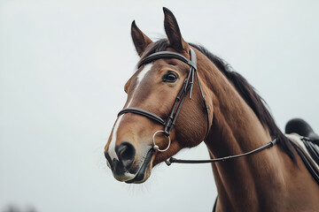 Fototapeta premium Close up of nice brown bay horse.