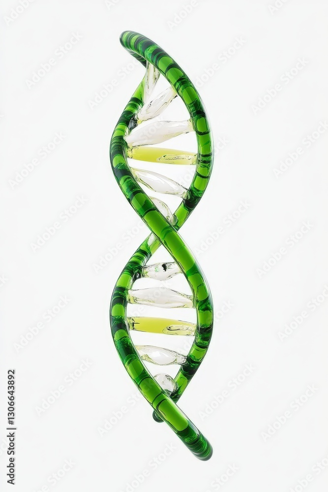 Poster stunning green double helix displaying abstract representation of dna structure with transparent and