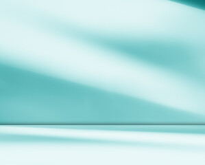 Blue background abstract light shadow on wall minimal stuido room for presentation product cosmetic, stage minimal teal shade pattern floor wallpaper winter natural loft