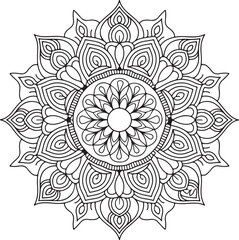 Floral mandala design, Geometry Mandala for Spiritual Healing, and Inner Peace, Mandala silhouette vector style with white background