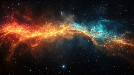 Fototapeta premium Cosmic Nebula, fiery and icy clouds collide, space background, science fiction