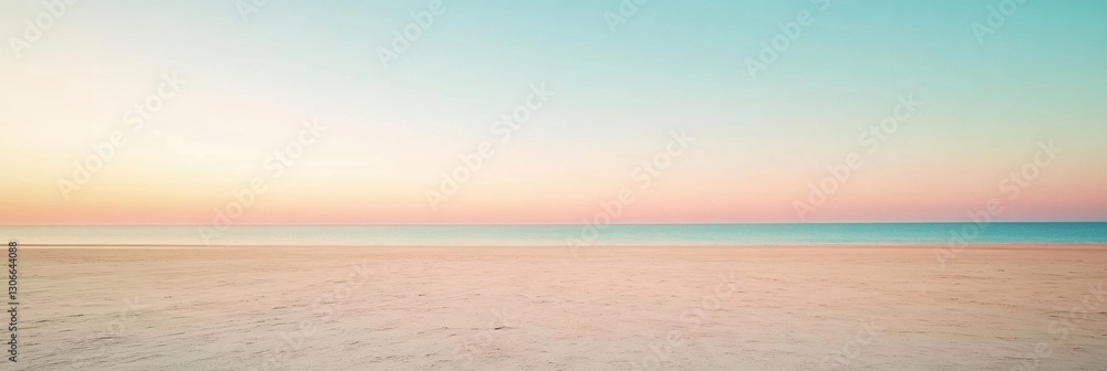 Poster breathtaking sunset over empty beach with soft sand and limitless horizon for inspiration generative