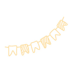 Colorful handraw doodle cartoon flag on the birthday party, graduation, ceremony vector illustration.