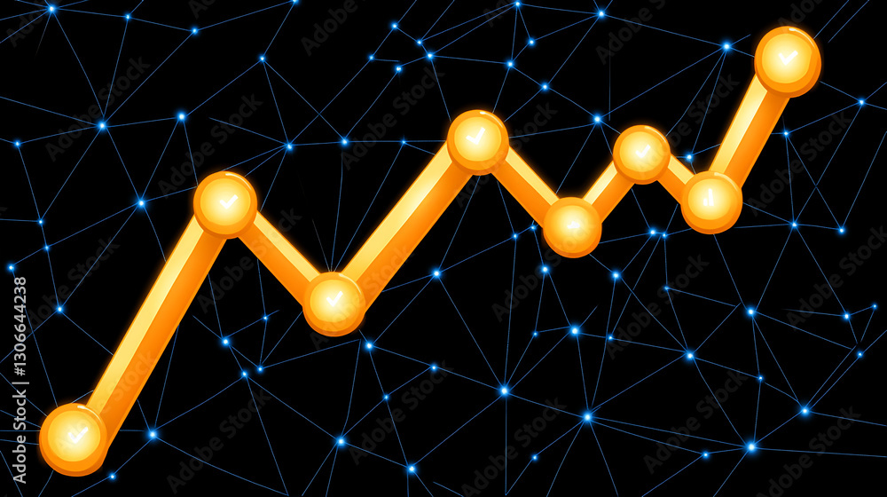 Poster analyzing market trends with data visualization digital landscape infographic high-tech environment 