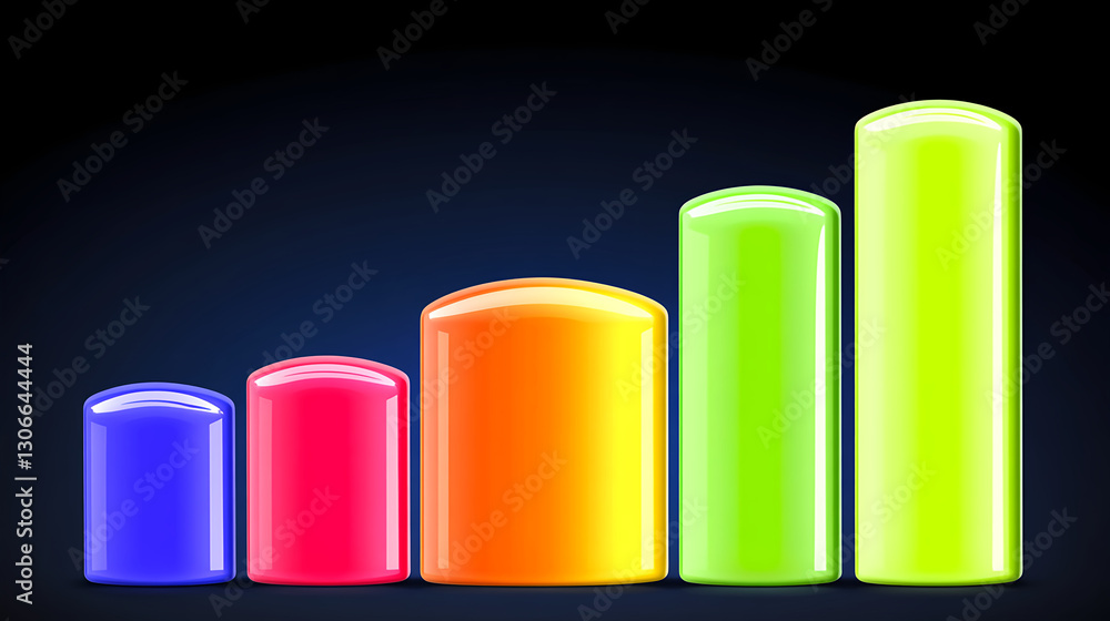 Poster analyzing business growth trends through colorful bar graphs digital presentation modern office data