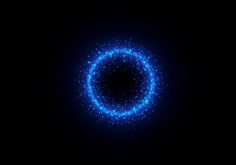 An abstract cosmic glow, where tiny blue sparks float in an infinite space of imagination.