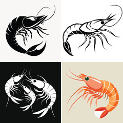 shrimp fish vector silhouette
