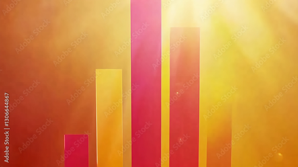 Poster visualizing growth colorful bar graphs representing data insights digital environment vibrant viewpo