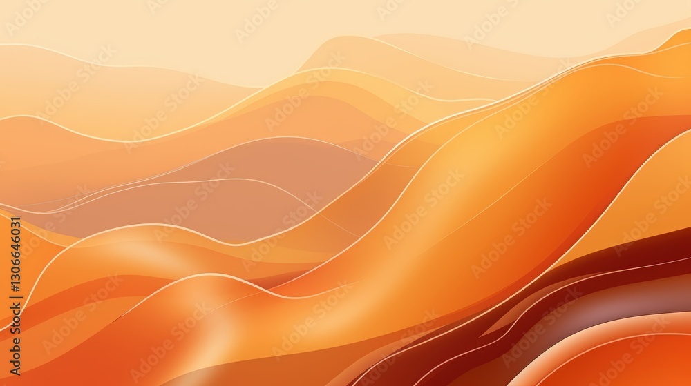 Poster abstract orange and beige waves background with smooth curves and gradients for use in design, art, 