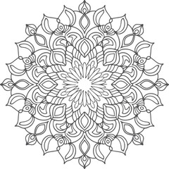 Floral mandala design, Geometry Mandala for Spiritual Healing, and Inner Peace, Mandala silhouette vector style with white background