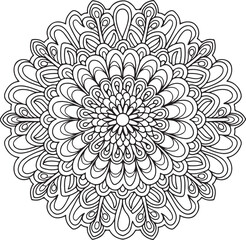 Floral mandala design, Geometry Mandala for Spiritual Healing, and Inner Peace, Mandala silhouette vector style with white background