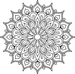 Floral mandala design, Geometry Mandala for Spiritual Healing, and Inner Peace, Mandala silhouette vector style with white background