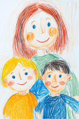 Child's drawing of a single parent family.