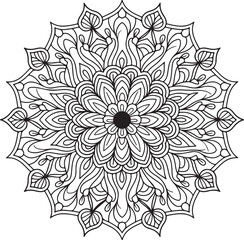 Floral mandala design, Geometry Mandala for Spiritual Healing, and Inner Peace, Mandala silhouette vector style with white background