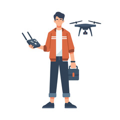 vector of people with their drones