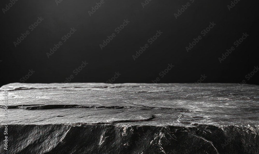 Poster textured slate stone surface against dark backdrop for product display
