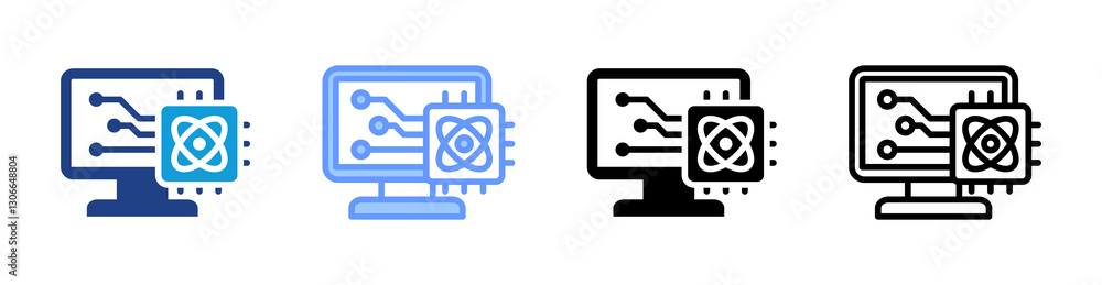 Poster Quantum Computing icon set multiple style collection
