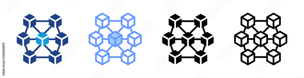 Poster Blockchain icon set multiple style collection